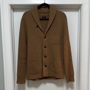 J. Crew Men's 100% Lambswool Tan Shawl Collar Cardigan